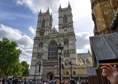 London, United Kingdom, June 2018. The entrance to the Abbey of Westminster Abbey on the occasion of...
