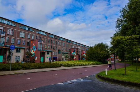 Amsterdam, Holland, August 2019. The Bijlmer district is considered the Amsterdam ghetto. Here street art is widespread thanks to the murals by Ammar Abo Bakr.のeditorial素材