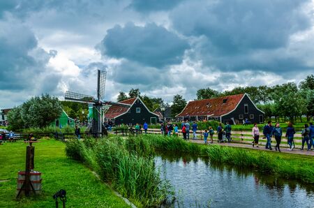 Zaanse Schans, Holland, August 2019. North-east of Amsterdam is a small community located on the...