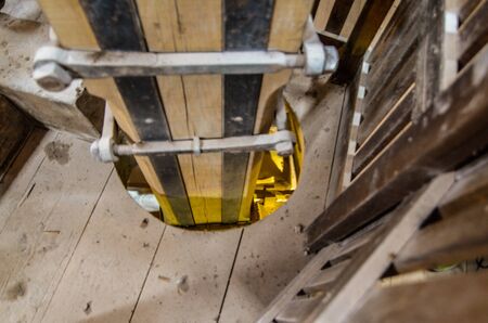 Zaanse Schans,Holland,August 2019. Northeast of Amsterdam is a small community on the Zaan River. Visiting the inside of the mills we can see the gears and the cogwheels that give movement to the millのeditorial素材