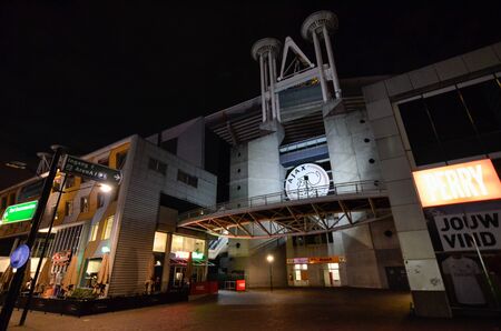 Amsterdam, Netherlands, August 2019. Night view of the stadium of the Ajax football teamのeditorial素材