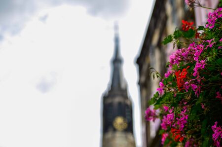 Delft, Netherlands, August 2019. The bell tower of the new church, in the Dutch Nieuwe Kerk....