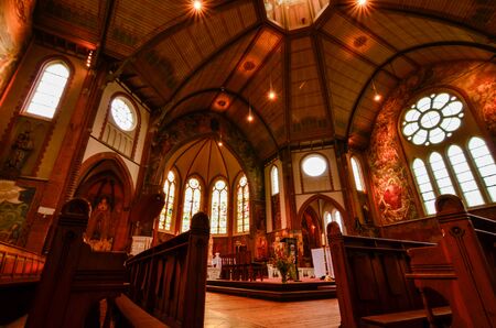 Netherlands, Goes. August 2019. The interior of the church Father Damian parish.のeditorial素材