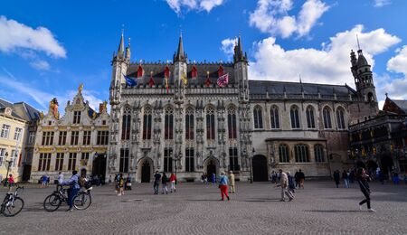 Bruges, flanders, Belgium. August 2019. Burg square is one of the most important. The splendid town hall overlooks it.のeditorial素材