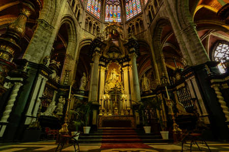 Ghent, Belgium, August 2019. Interior view of the Cathedral of San Bavo. We are impressed by the...