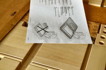 Turin, Piemonte, Italy. July 2019. Instructions for assembly of the Ikea Norden model table.のeditorial素材
