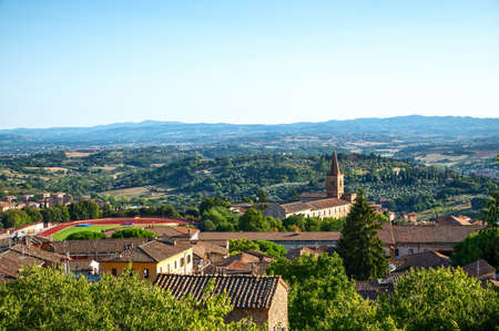 Perugia, Umbria, Italy. August 2021. Amazing panoramic view of the city. Beautiful summer day.の写真素材