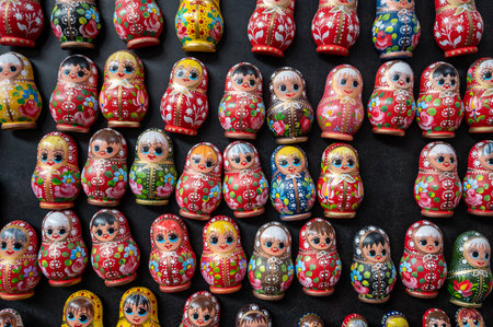 Budapest,Hungary. August 29,2022. Nice shot with a display of traditional nesting dolls at the large...