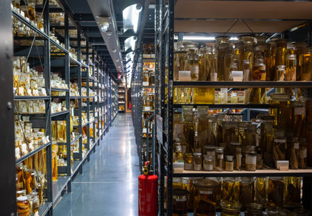 Berlin, germany, august 15, 2023. Extensive collection of biological specimens preserved in...