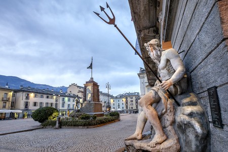 Aosta. Piazza Emile Chanoux is the main square in Aosta. It is located in the central part of the city. Val d'Aosta, Italyのeditorial素材