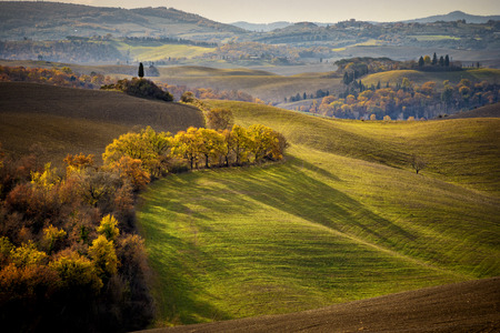 Tuscany, Val d'Arbia, panoramic landscape - Italyの写真素材