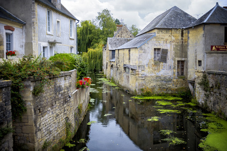 Bayeux, France - Scene of Bayeux with a waterway named the Aure.