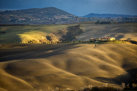Tuscany, Val d'Arbia, panoramic landscape - Italyの写真素材