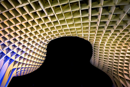 SPAIN - SEVILLA: Night view of Metropol Parasol in Plaza Encarnacion, Andalusia province.のeditorial素材