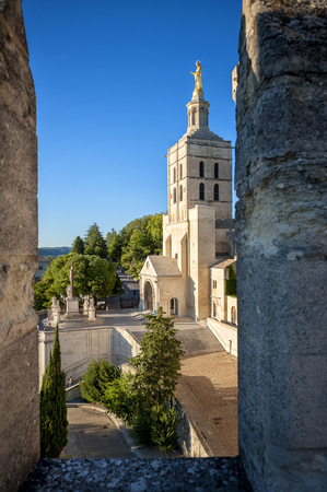 Avignon - Palais des Papes. Popes Palace in Avignon in a beautiful summer day, Franceのeditorial素材