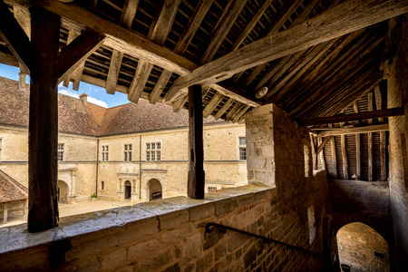 Chateau du Clos de Vougeot courtyard. Clos de Vougeot is the largest single vineyard in the Burgundy wine region. Burgundy, France.のeditorial素材