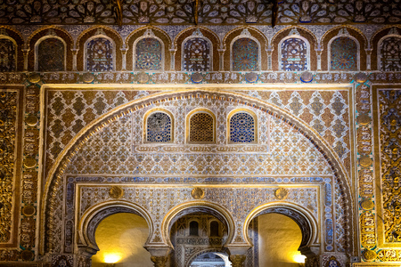 SEVILLE, SPAIN: Real Alcazar in Seville. Detail in Real Alcazarのeditorial素材