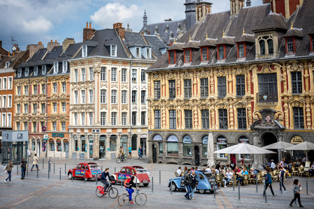 LILLE: Place du General de Gaulle square in front of the old Stock Exchange building in Lille, Franceのeditorial素材