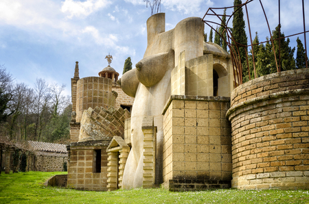 MONTEGABBIONE: Scarzuola, the Ideal City, the work of art designed by Tommaso Buzzi, Inside the park of the ancient Catholic sanctuary in the country of Umbria region. Italy.のeditorial素材