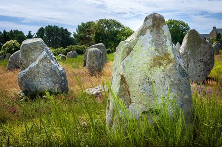 Carnac - Intriguing standing stones at Carnac in Brittany in north-western France, created around 3000 DC. France.の写真素材