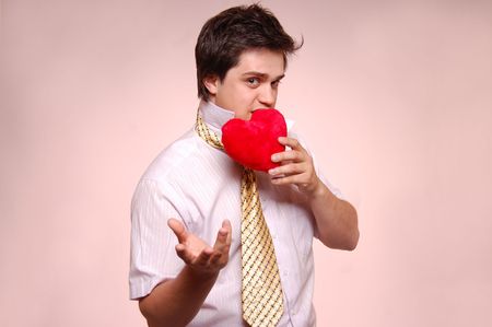 boy with heartの写真素材