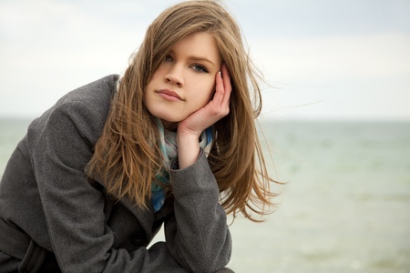 Portrait of beautiful teen girl at outdoor.の写真素材