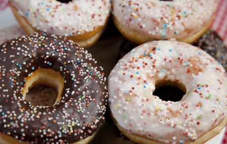 Donuts on table.の写真素材