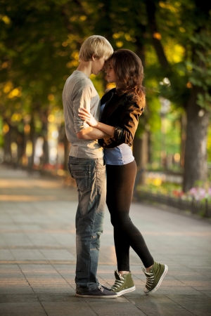 Young couple on the street of the city.の写真素材