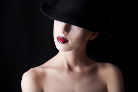 Fashion women in hatの写真素材
