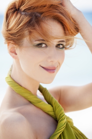 Fashion girl at hte beach.の写真素材