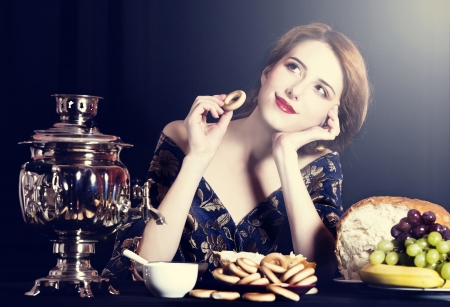 Portrait of beautiful rich russian women.の写真素材