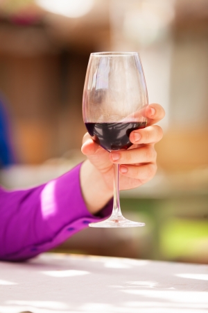 Wine glass in the cafeの写真素材