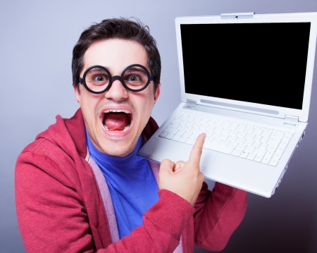 Man man with notebookの写真素材