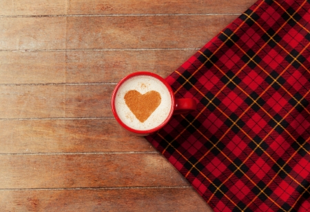 Cup of coffee with tartanの写真素材