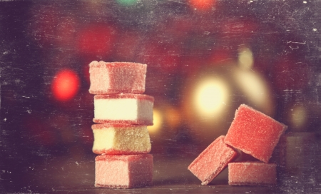 Valentine candy. Photo in old color image style.