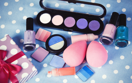Cosmetics on table.の写真素材