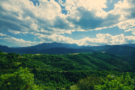 photo of the beautiful mountains on the sky backgroundの写真素材
