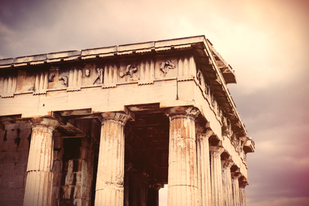photo of the beautiful ancient columns in Greeceの写真素材