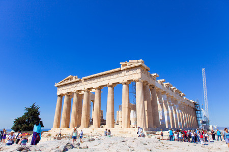 Athens, Greece - 06 June 2016: photo of the beautiful ancient temple of Parthenon in Athens, Greeceのeditorial素材