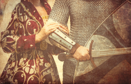 photo of the warrior with his beautiful ladyの写真素材