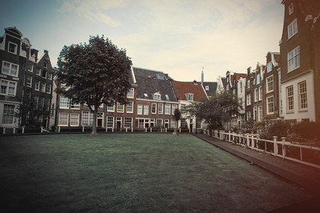 beautiful view on modern beautiful houses and field, Amsterdamのeditorial素材