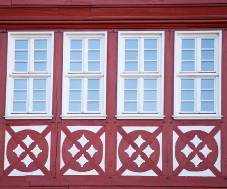 photo of beautiful cool windows on one of buildings with patternsの写真素材