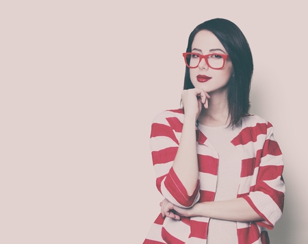 Portrait of a yung style woman in glasses