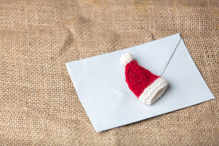 Letter to Santa Claus and little hat in Chrismtas timeの写真素材