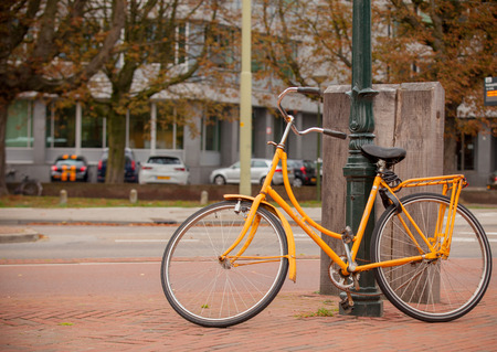 Bike on Amsterdam streets, Netherlandsの写真素材