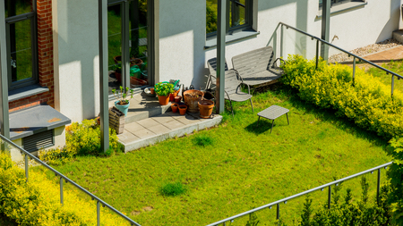 Modern exterior of terrace in loft apartments