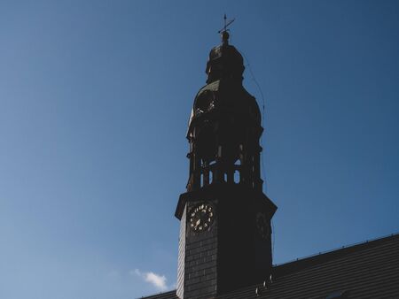 Tower of city hall in little city on South Poland