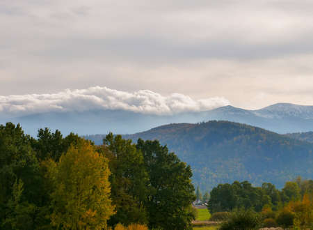 view of the Giant Mountains from the valley, Polandの写真素材