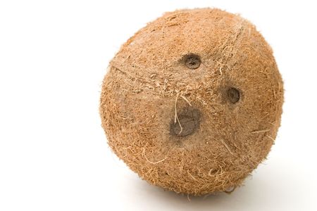 Bowling?!? - A coconut isolated on white backgroundの写真素材