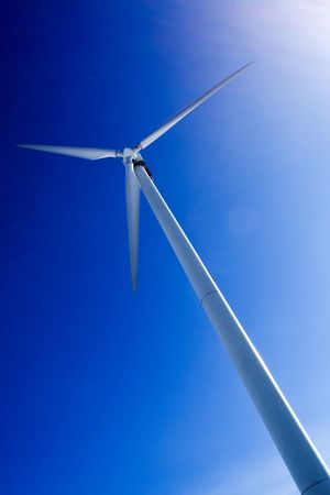 Wind Turbine on a clear day on top of the Carpathians - near the Dracula Castle